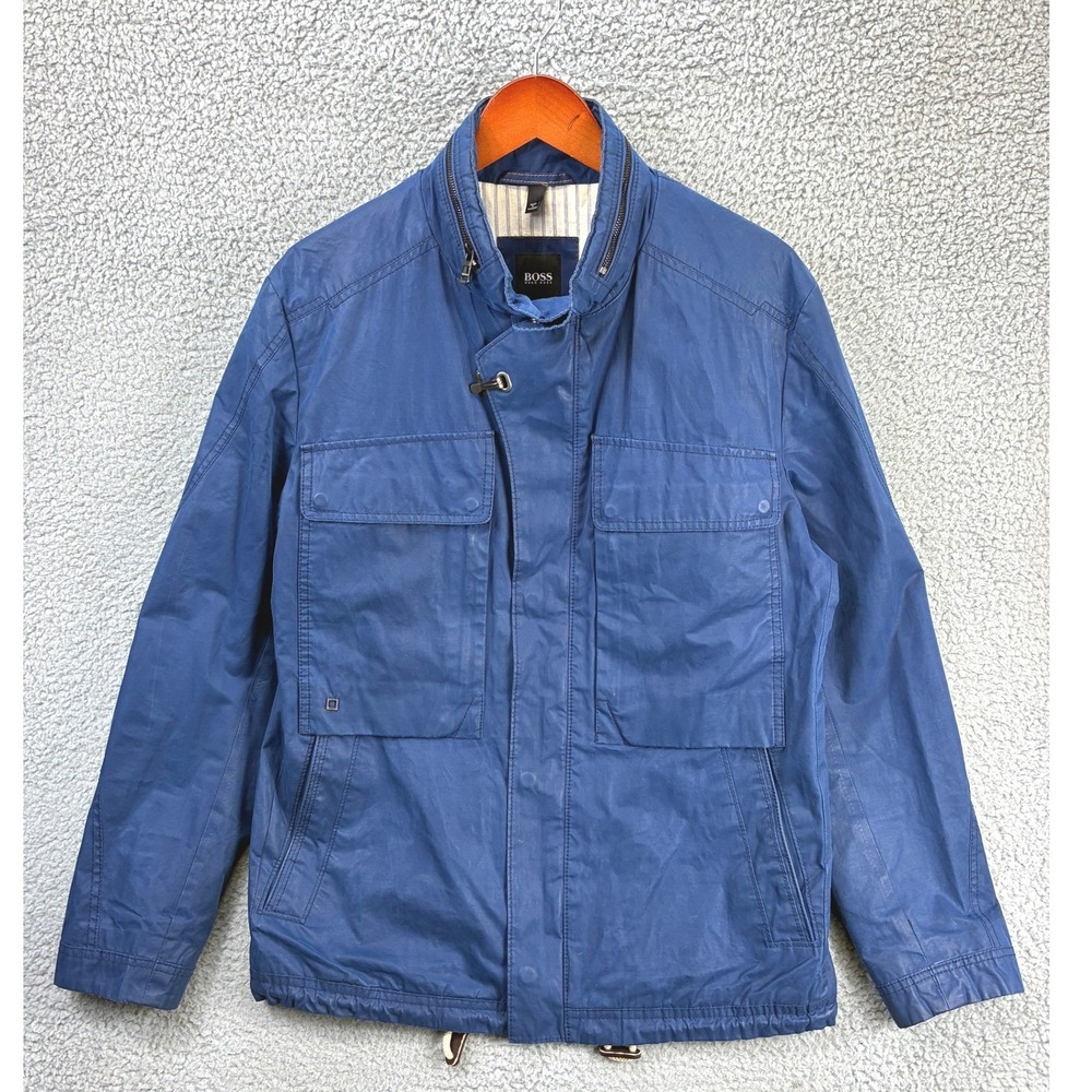 BOSS Hugo Boss Field Utility Jacket Mens 40R Blue Cotton Blend Lightweight
